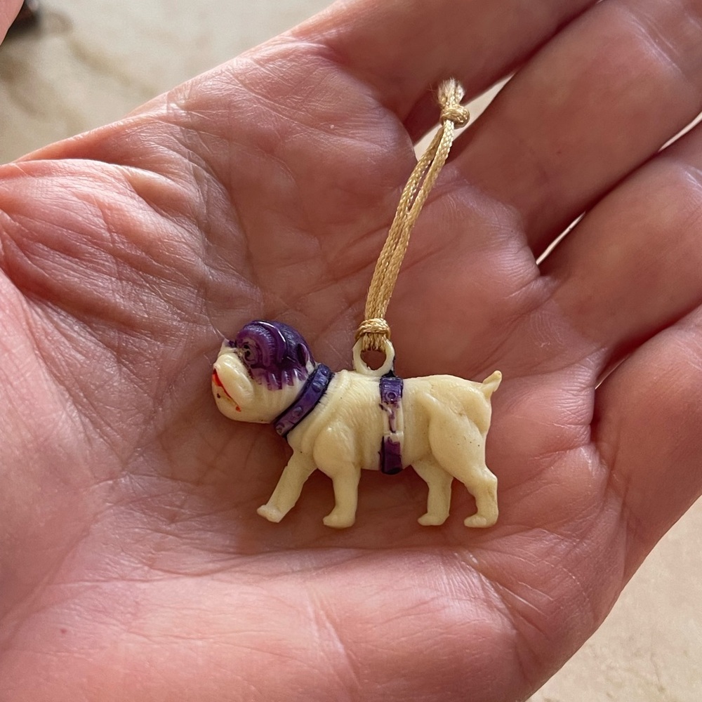 1930’s Japanese hand painted celluloid English Bulldog charm〰️ - Picture 5 of 6